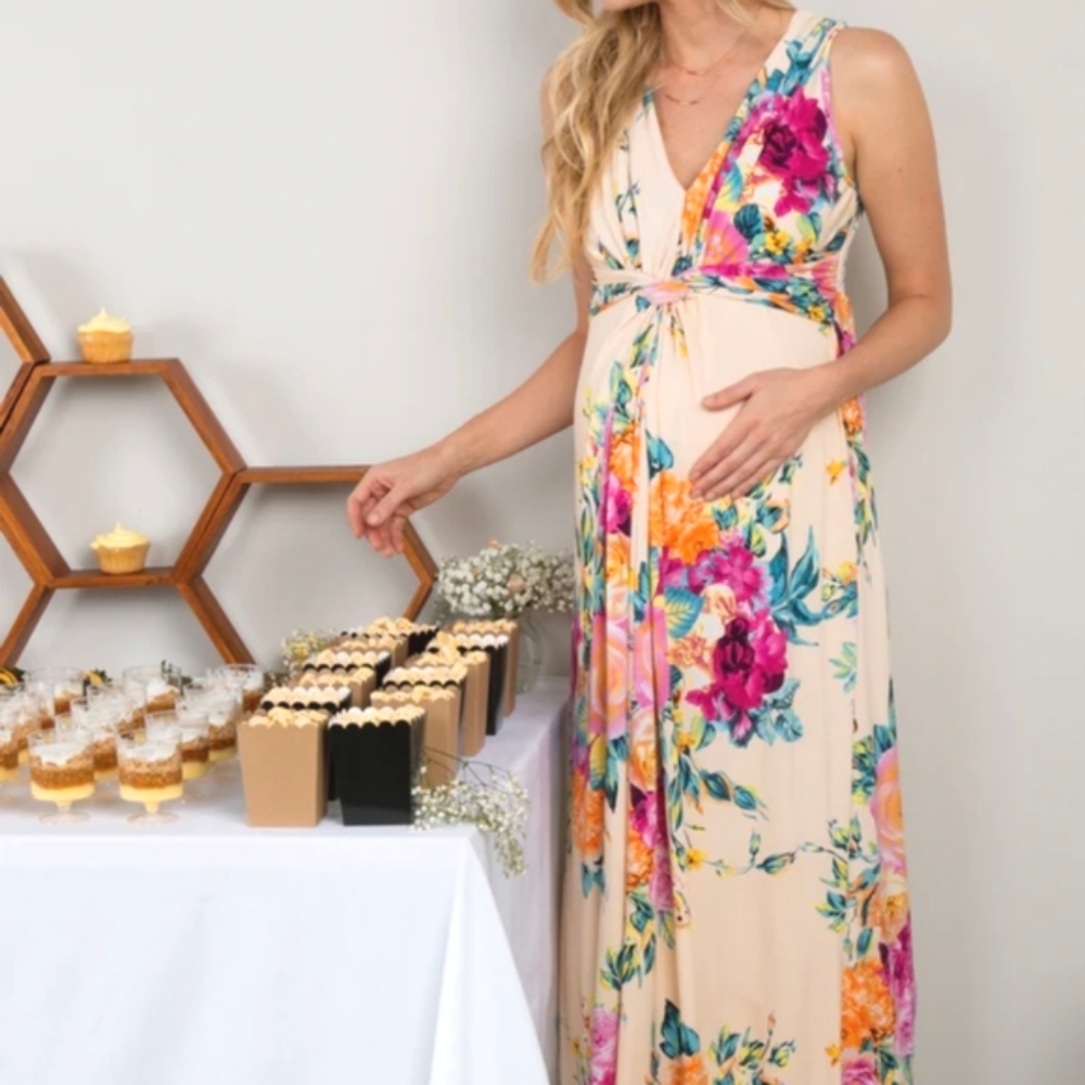 Pinkblush Maternity Knotted Front Maxi Dress